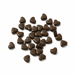 Кокосово-Коричневый Сердечные бусины из сплава, окрашенные распылением, без кадмия, без никеля и без свинца, кокосового коричневый, 5x6x3 мм, отверстие : 1.2 мм