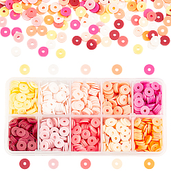 (52) Непрозрачная лаванда Бусины из полимерной глины , Диск / плоские круглые, Heishi бусы, разноцветные, 8x0.5~1 мм, отверстие : 2 мм, 10 цветов, 200 шт / цвет, 2000 шт