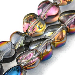 Dark Gray Half Plated Electroplate Transparent Glass Beads Strands, Heart, Dark Gray, 5.5x6x4mm, Hole: 0.9mm, about 110pcs/strand, 23.23 inch(59cm)