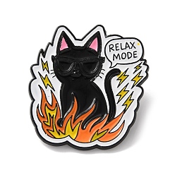Cat Shape Эмалированные броши с изображением пылающих животных, Черные металлические застежки для значков на лацкан для рюкзака или одежды, чёрные, кот в режиме расслабления, 30x28 мм