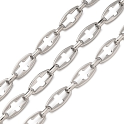 Нержавеющая Сталь Цвет 304 полые поперечные цепи из нержавеющей стали, несварные, цвет нержавеющей стали, 13.5x6.5x1.4 мм