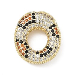 Letter O Латунные микро проложить кубического циркония подвески, долговечный, стойки покрытие, письмо амулеты, реальный 18 k позолоченный, Письмо O, 23x19.5x6.5 мм, отверстие : 5.2x3 мм