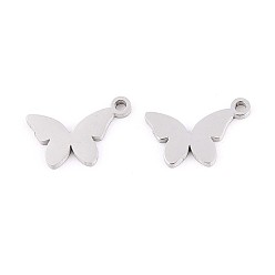 Нержавеющая Сталь Цвет Не тускнеющие 304 подвески из нержавеющей стали, бабочка, цвет нержавеющей стали, 7.9x9.9 мм