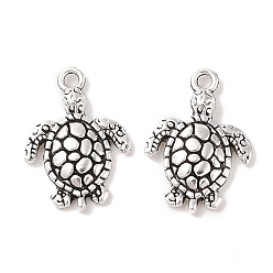 Античное Серебро Тибетский стиль сплава черепаха / черепаха подвески, без кадмия и без свинца, античное серебро, 23x16x3 мм, отверстие : 2 мм, Около 357 шт / 500 г