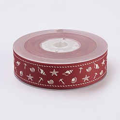 Rouge Rubans polyester gros-grain, organisme marin, rouge, 26mm, à propos de 100yards / roll (91.44m / roll)