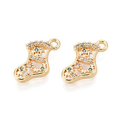 Зеленый Латунные микро проложить кубического циркония прелести, ботинки, долговечный, без никеля , реальный 18 k позолоченный, зелёные, 14.5x8.5x2.5 мм, отверстие : 1.4 мм