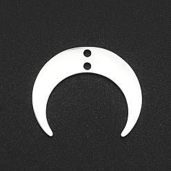 Stainless Steel Color 201 Stainless Steel 2-Loop Link Charms, Laser Cut, Double Horn/Crescent Moon, Non-Tarnish, Stainless Steel Color, 17x20x1mm, Hole: 1.4mm