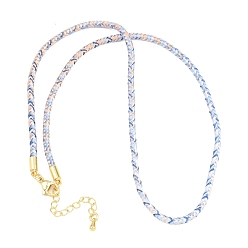 Васильковый Изготовление ожерелий из плетеного поликоттонового шнура, с латунными выводами и 303 застежками из лобстера из нержавеющей стали, реальный 18 k позолоченный, васильковый, 18.11~18.19 дюйм (46~46.2 см)