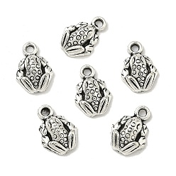 Античное Серебро Тибетский стиль сплава лягушка прелести, античное серебро, 13x9x3 мм, отверстие : 1.5 мм