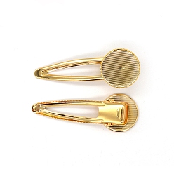 Золотой Железная аллигатора заколки фурнитура, для эмали, плоско-круглые, золотые, 73x26 мм