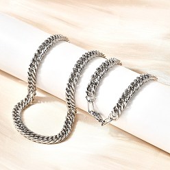 Нержавеющая Сталь Цвет 5.5мм 304 ожерелья из кубинской цепи из нержавеющей стали для мужчин, не тускнеет, цвет нержавеющей стали, 20.08 дюйм (51 см), ссылка: 8x5.5x2.5 mm