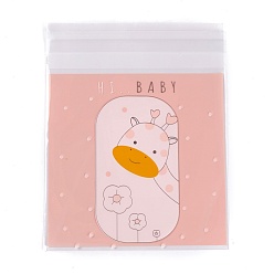 Жирафа Прямоугольные самоклеящиеся пакеты для печенья opp, для выпечки упаковочные пакеты, образец жирафа, 13x9.9x0.01 см, около 95~100 шт / упаковка