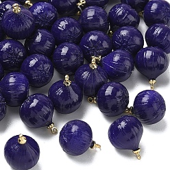 Blueberry Подвески из непрозрачной смолы с изображением фруктов, с золотой латунной петлей, черника, 16x12 мм, отверстие : 1.4 мм