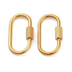 Золотой Ионное покрытие (ip) 304 брелоки с винтовым карабином из нержавеющей стали, для изготовления ожерелий, быстрые ссылки, овальные, золотые, 26x14x4 мм, Винт: 8x4 мм