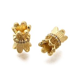 Настоящее золото 18K Покрытие стойки латунь микропаве прозрачные кубические циркониевые бусины, долговечный, без свинца и без кадмия, реальный 18 k позолоченный, 8x5 мм, отверстие : 2.5 мм