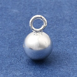 Серебро Латунные подвески, круглые подвески, долговечный, серебряные, 9x6 мм, отверстие : 1.6 мм