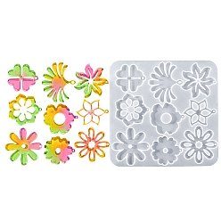 Цветок DIY силиконовые формы кулон, формы для литья смолы, для уф-смолы, изготовление ювелирных изделий из эпоксидной смолы, белые, цветок, 133x131x4.5 мм, отверстие : 1~4x1~2.5 мм, внутренний диаметр: 36~45x31~49 мм