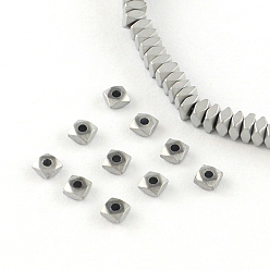 Platinum Plated Square Electroplated Non-magnetic Synthetic Hematite Bead Spacers, Platinum Plated, 6x6x3mm, Hole: 1mm, about 129pcs/strand, 15.7 inch