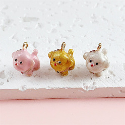 (52) Непрозрачная лаванда Подвески из эмали и сплава, собака прелести, золотые, разноцветные, 16.5x13x14.5 мм, отверстие : 1.4 мм