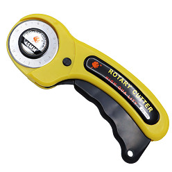 Желтый 45мм вращающийся резак с ручным раскатным ножом и предохранительным замком, для ткани, обработка кожи, шитье, желтые, 16.5x6 см