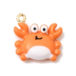 Оранжевый Подвески из эмали и сплава, крабовые прелести, долговечный, золотые, оранжевые, 16.5x17x5 мм, отверстие : 1.4 мм