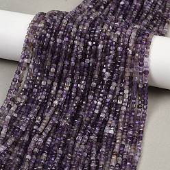 Аметист Природный аметист нитей бисера, граненые, кубические, 3.5x3.5x3.5 мм, отверстие : 0.6 мм, около 126 шт / нитка, 15.20~15.47'' (38.6~39.3 см)