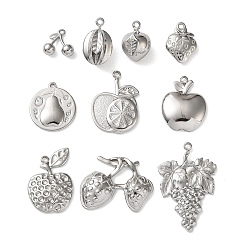 Нержавеющая Сталь Цвет 10 шт. 304 подвески из нержавеющей стали, фрукты, цвет нержавеющей стали, 11~31x10~24x2~10 мм, отверстие : 1.4~1.6 мм