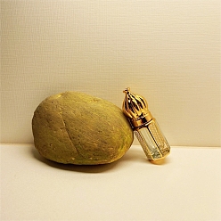 (932FM) Темно-синий аква-матовый с подкладкой Стеклянные роллерные бутылки в арабском стиле, многоразовая бутылка эфирного масла, для личной гигиены, темно-золотистые, 2.2x5.2 см, емкость: 3 мл (0.1 жидких унций)