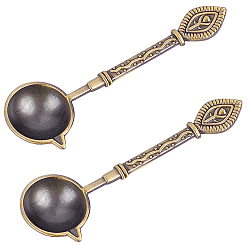 Antique Bronze Vintage Iron Wax Sealing Stamp Melting Spoon, for Wax Seal Stamp Wedding Invitations Making, Antique Bronze, 99.5x30.5x8mm, 2pcs/set