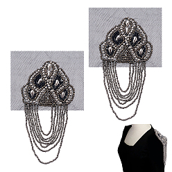 Черный Эполет с кисточками из стеклянных бусин, с железной Брошь Pin, чёрные, 165x135x4 мм