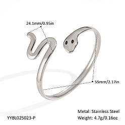 Нержавеющая Сталь Цвет Европейские 304 браслеты-манжеты из нержавеющей стали для женщин, змея, цвет нержавеющей стали, внутренний диаметр: 2-1/8 дюйм (5.5 см)