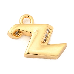 Letter Z Латунные микро проложить кубического циркония прелести, без никеля , реальный 18 k позолоченный, Письмо Z, 10x13x3 мм, отверстие : 1.6 мм