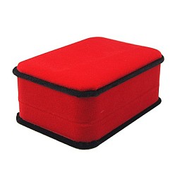Red Velvet Pendant Necklace Boxes, Jewelry Boxes, Rectangle, Red, 105x75x43mm