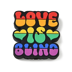 Rectangle Силиконовые бусины, фокусные бусы, красочный, прямоугольные, 29x28x7.5 мм, отверстие : 2.2 мм