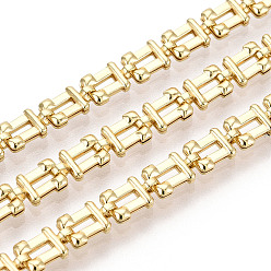 Настоящее золото 18K Латунные прямоугольные цепи, пайки, без кадмия, без никеля и без свинца, с катушкой, реальный 18 k позолоченный, 6.9x4x1.5 мм