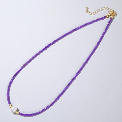 Фиолетовый Ожерелья из искусственного жемчуга и стеклянных бусин для женщин, элегантные украшения для ключицы, фиолетовые