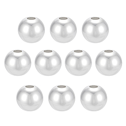 Серебро 10 шт. 925 бусины из стерлингового серебра, круглые, серебряные, 6x5.5 мм, отверстие : 1.5 мм