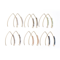 Mixed Color Dangle Earrings, with Faceted Rondelle Glass Beads, 304 Stainless Steel Earring Hooks and Copper Wire, Mixed Color, 41.6x27.6x2.9mm, Hole: 2.5mm, Pin: 0.7mm