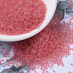 (RR230) Hot Pink Lined Crystal MIYUKI Round Rocailles Beads, Japanese Seed Beads, (RR230) Hot Pink Lined Crystal, 11/0, 2x1.3mm, Hole: 0.8mm, about 1100pcs/bottle, 10g/bottle