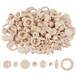 Желтая Старая Ткань  240 шт. 8 стили из натурального необработанного дерева бусины, старое кружево, 10~30 мм, отверстие : 1.6~17 мм, 30 шт / стиль