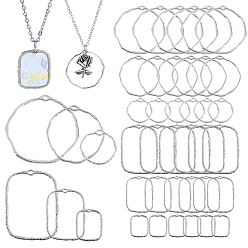 Платина 48 шт 6 стили подвески из цинкового сплава в тибетском стиле, полая геометрическая форма, платина, 21~46x17~44x2 мм, отверстие : 0.7~1.6x1.6~3 мм, 8 шт / стиль