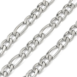 Нержавеющая Сталь Цвет 304 из нержавеющей стали Figaro цепи, несварные, цвет нержавеющей стали, 8.5x6x1.5 мм, 2 м / шт