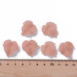 Chocolate Autumn Theme Transparent Frosted Acrylic Pendants, Maple Leaf, Chocolate, 24x22.5x3mm, Hole: 1mm, about 1312pcs/500g