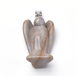 (RRHB277) Кристалл на подкладке из медово-бежевого цвета Ангелы натуральные индийские агатовые подвески с медной застежкой, платина, 40x22x15 мм, отверстие : 10x4 мм