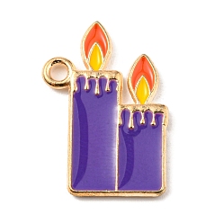 Другие Подвески из эмали и сплава, Хэллоуин тема, золотой свет, свеча, 21x14x1.5 мм, отверстие : 1.6 мм