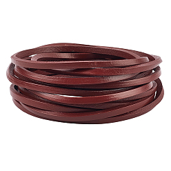 Седло Коричневый 5 м коровьей кожаный шнур, кожаный шнур ювелирных изделий, ювелирные изделия diy шнур, плоский, седло коричневый, 5x4 мм, около 5.47 ярдов (5 м) / комплект