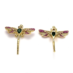 Real 18K Gold Plated Autumn Theme Brass Micro Pave Cubic Zirconia Pendants, with Enamel and Jump Rings, Long-Lasting Plated, Dragonfly, Real 18K Gold Plated, 41.5x40x7mm, Jump Ring: 5x1mm, 3mm Inner Diameter