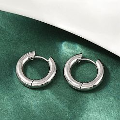 Нержавеющая Сталь Цвет 202 серьги-кольца для полировки из нержавеющей стали, 316 хирургический штифт из нержавеющей стали, цвет нержавеющей стали, 20x4 мм, штифты : 1 мм