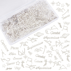 Platinum & Silver Olycraf Alloy Cabochons, for DIY Crystal Epoxy Resin Material Filling, Mixed Shapes, Platinum & Silver, 186pcs/Box