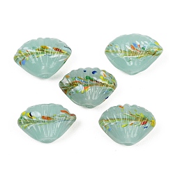 Бирюза Бусины лэмпворк , формы раковины, бирюзовые, 16~17x22.5~23x9.5 мм, отверстие : 1.6 мм